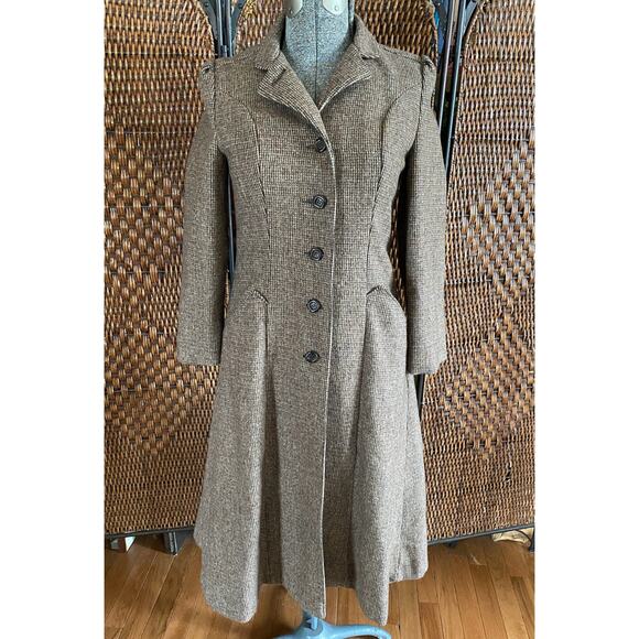 Jackets & Blazers - Size S//Vintage 70s Wool Brown Tweed Princess Coat